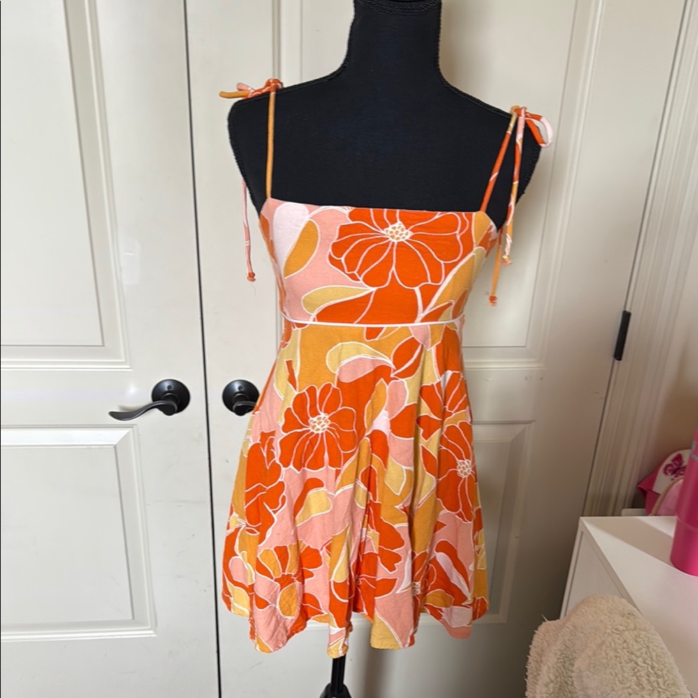 Floral Orange and Yellow Sundress - Picture 2 of 3